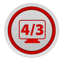 4/3 movie circular icon on white background