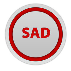 Sad circular icon on white background