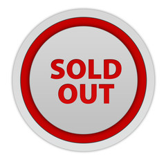 Sold out circular icon on white background