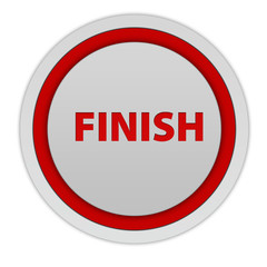 Finish circular icon on white background