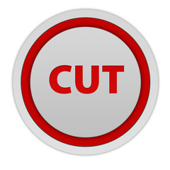 Cut circular icon on white background