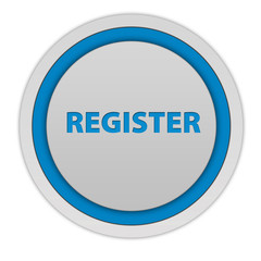 register circular button on white background