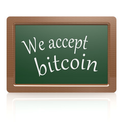 Obraz premium We accept bitcoin black board
