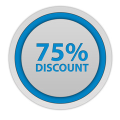 Discount 75 circular icon on white background