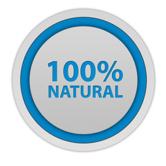 100% natural circular icon on white background