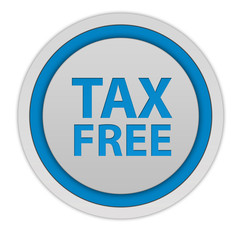 Tax free circular icon on white background