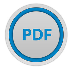 Pdf circular icon on white background