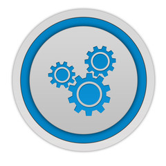 Settings circular icon on white background