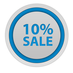 Sale ten percent circular icon on white background