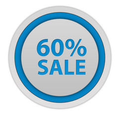 Sale sixty percent circular icon on white background