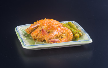 Curry Prawn on the background. Curry Prawn on the background