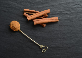 Cinnamon on a dark backround