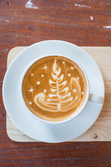 Cappuccino or latte coffee with tree shape
