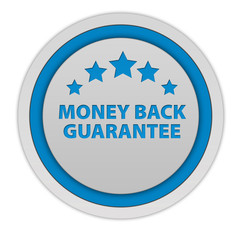 Money back guarantee circular icon on white background