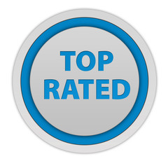 Top rated circular icon on white background
