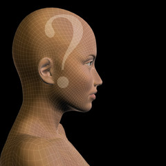Conceptual witreframe or mesh woman face