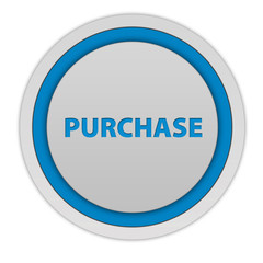 Purchase circular icon on white background