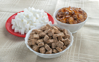 Three kinds of refined sugar