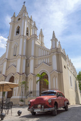 American red car in Havana, Cuba