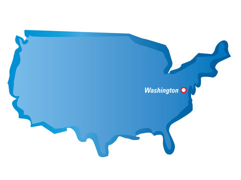 Vector map of USA and Washington
