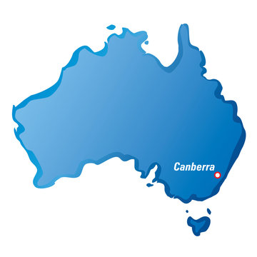 vector map of Australia and Canberra