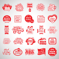 Obraz premium Black Friday Set - Isolated On Gray Background - Vector Illustration, Graphic Design, Editable For Your Design