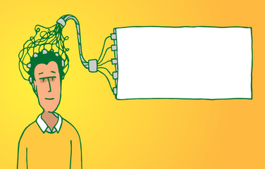 Device reading thought of man as an idea or brain message
