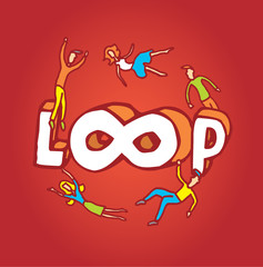 People circling a crazy loop word