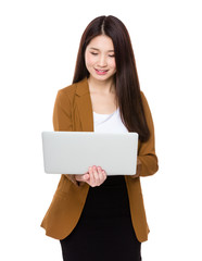 Fototapeta premium Businesswoman use of laptop computer