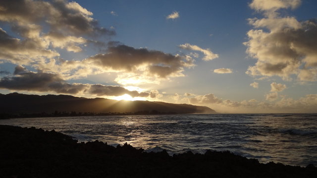 Beautiful shoreline on Hawaiian Island Oahu.