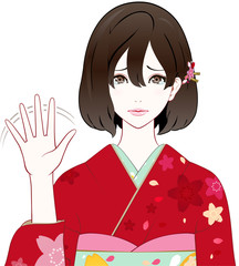 着物の女性　別れ