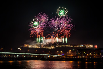 Naklejka premium Fireworks on the Castle