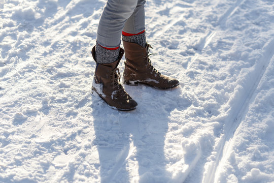 Girl's Legs in the Snow
