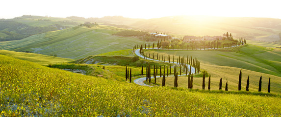 Sunny fields in Tuscany, Italy