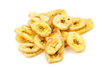 Isolated pile of banana chips