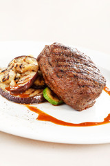 grilled steak with vegetables