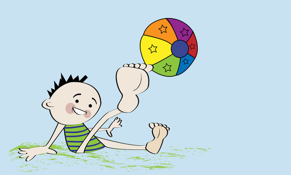 Ni&ntilde;o dando patada a un bal&oacute;n.