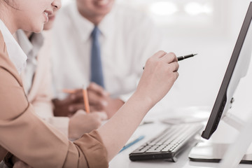 Business people discussing the charts and graphs showing the res