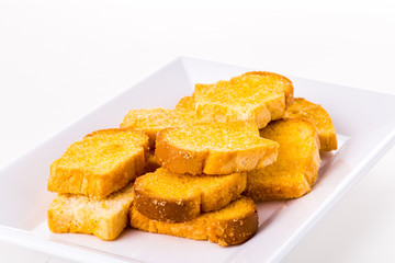 closeup bread on white background
