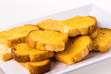 closeup bread on white background