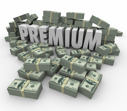 Premium Money Piles 3d Word High Price Top Priority