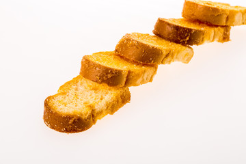 closeup bread on white background
