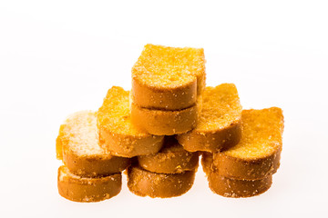closeup bread on white background
