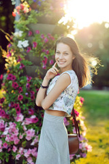 Portrait of a beautiful brunette outdoor