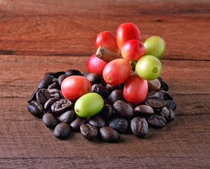 coffee beans and ripe coffee