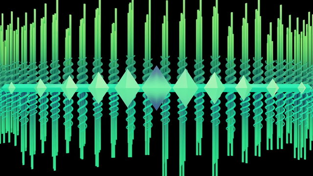 Abstract audio visualizer scrolling waveform beams