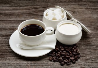 Coffee cup on a wooden table.