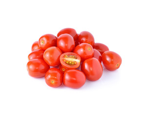 Grape or cherry tomatoes isolated on white background.