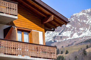 Fototapeta premium Alpine wooden hotel 