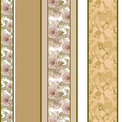 Retro colors floral roses vertical lines pattern texture backgro